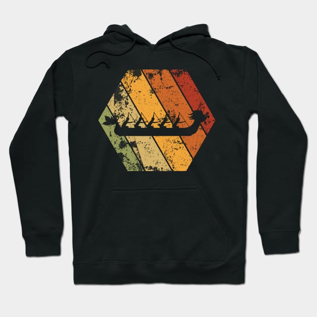 Dragon Boat Racing Retro Vintage Hexagon Logo Hoodie by Shirtbubble